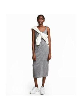 Divided By H&M Grey Jersey Midi Dress With Shoulder Ties